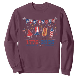 250 Years American 1776 2026 Sweatshirt Patriotic Watermelon Hotdog Firework 250th 4th July Independence Day