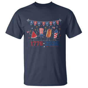 250 Years American 1776 2026 T Shirt Patriotic Watermelon Hotdog Firework 250th 4th July Independence Day