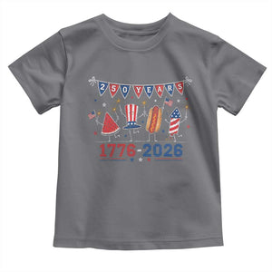 250 Years American 1776 2026 Toddler T Shirt Patriotic Watermelon Hotdog Firework 250th 4th July Independence Day