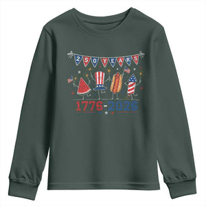 250 Years American 1776 2026 Youth Sweatshirt Patriotic Watermelon Hotdog Firework 250th 4th July Independence Day
