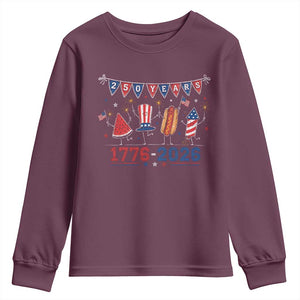 250 Years American 1776 2026 Youth Sweatshirt Patriotic Watermelon Hotdog Firework 250th 4th July Independence Day