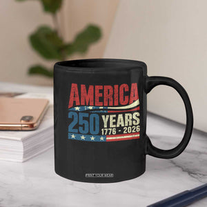 250th Anniversary USA Coffee Mug Retro 250 Years American 1776 2026 US Flag