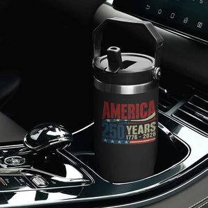 250th Anniversary USA Flip Straw Tumbler Retro 250 Years American 1776 2026 US Flag