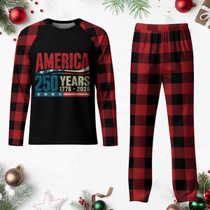 250th Anniversary USA Plaid Pajama Set Retro 250 Years American 1776 2026 US Flag