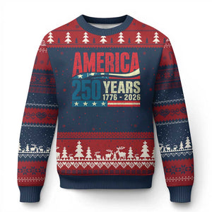 250th Anniversary USA Ugly Christmas Sweater Retro 250 Years American 1776 2026 US Flag