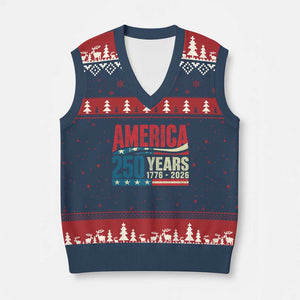 250th Anniversary USA V-Neck Knit Sweater Vest Retro 250 Years American 1776 2026 US Flag