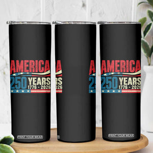 250th Anniversary USA Skinny Tumbler Retro 250 Years American 1776 2026 US Flag
