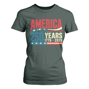 250th Anniversary USA T Shirt For Women Retro 250 Years American 1776 2026 US Flag