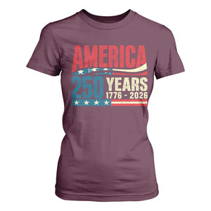 250th Anniversary USA T Shirt For Women Retro 250 Years American 1776 2026 US Flag
