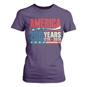 250th Anniversary USA T Shirt For Women Retro 250 Years American 1776 2026 US Flag