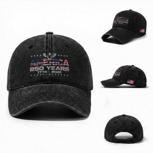 250th Anniversary USA Washed Cotton Baseball Cap Vintage Eagle 250 Years American 1776 2026 US Flag