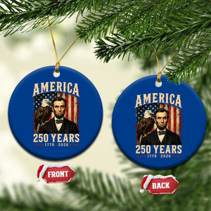 America 250 Years Abraham Lincoln Ceramic Ornament Retro Eagle 250th Anniversary USA Flag 1776 2026