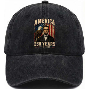 America 250 Years Abraham Lincoln Washed Cotton Baseball Cap Retro Eagle 250th Anniversary USA Flag 1776 2026