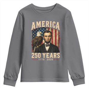 America 250 Years Abraham Lincoln Youth Sweatshirt Retro Eagle 250th Anniversary USA Flag 1776 2026
