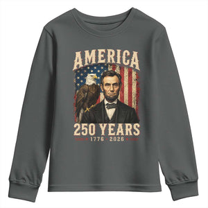 America 250 Years Abraham Lincoln Youth Sweatshirt Retro Eagle 250th Anniversary USA Flag 1776 2026