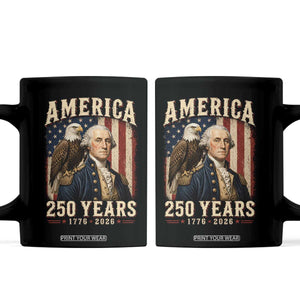 America 250 Years George Washington Coffee Mug Retro Eagle 250th Anniversary USA Flag 1776 2026