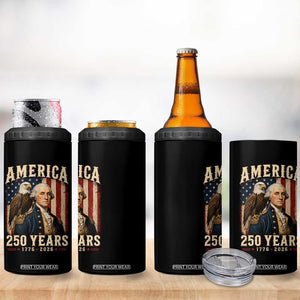 America 250 Years George Washington 4 in 1 Can Cooler Tumbler Retro Eagle 250th Anniversary USA Flag 1776 2026