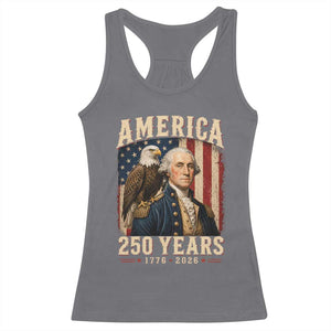 America 250 Years George Washington Racerback Tank Top Retro Eagle 250th Anniversary USA Flag 1776 2026