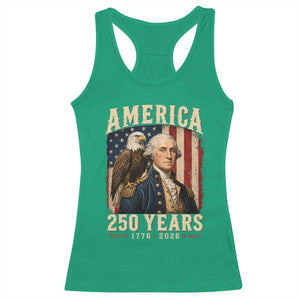 America 250 Years George Washington Racerback Tank Top Retro Eagle 250th Anniversary USA Flag 1776 2026