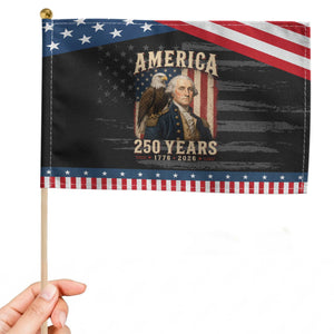 America 250 Years George Washington Patriotic Handheld Flag Retro Eagle 250th Anniversary USA Flag 1776 2026