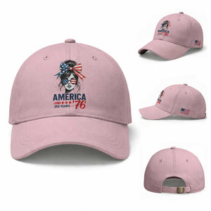 America 250 Years Baseball Cap 250th Anniversary USA Patriotic Girl Messy Bun 1776 2026