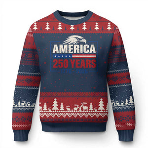 250 Anniversary USA Ugly Christmas Sweater Retro Eagle 250 Years Of Freedom 1776 2026