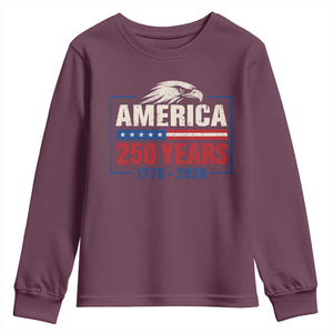 250 Anniversary USA Youth Sweatshirt Retro Eagle 250 Years Of Freedom 1776 2026