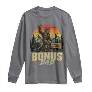 Bigfoot Bonus Dad Long Sleeve Shirt Retro Stepdad Fathers Day Gifts TS10 Charcoal Print Your Wear