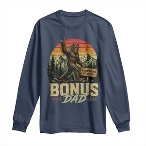 Bigfoot Bonus Dad Long Sleeve Shirt Retro Stepdad Fathers Day Gifts TS10 Navy Print Your Wear