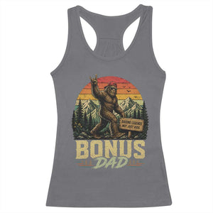 Bigfoot Bonus Dad Racerback Tank Top Retro Stepdad Fathers Day Gifts TS10 Charcoal Print Your Wear