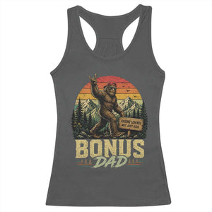 Bigfoot Bonus Dad Racerback Tank Top Retro Stepdad Fathers Day Gifts TS10 Dark Heather Print Your Wear
