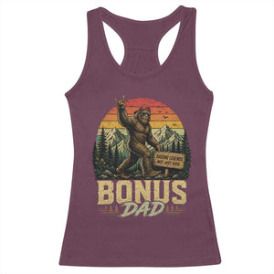 Bigfoot Bonus Dad Racerback Tank Top Retro Stepdad Fathers Day Gifts TS10 Maroon Print Your Wear