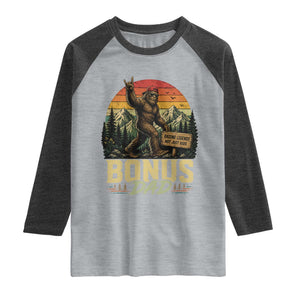 Bigfoot Bonus Dad Raglan Shirt Retro Stepdad Fathers Day Gifts TS10 Heather Gray Heather Charcoal Print Your Wear