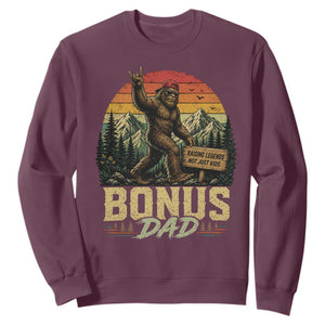 Bigfoot Bonus Dad Sweatshirt Retro Stepdad Fathers Day Gifts TS10 Maroon Print Your Wear