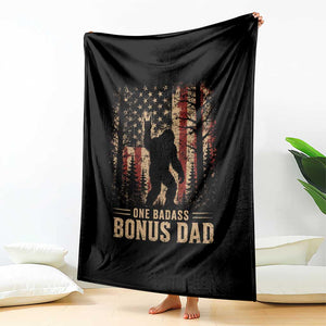 One Badass Bonus Dad Throw Blanket Vintage Bigfoot Stepdad American Flag TS10 Print Your Wear
