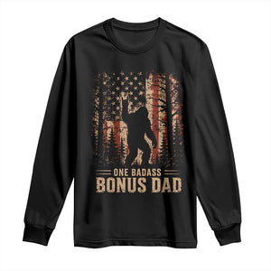 One Badass Bonus Dad Long Sleeve Shirt Vintage Bigfoot Stepdad American Flag TS10 Black Print Your Wear
