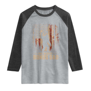 One Badass Bonus Dad Raglan Shirt Vintage Bigfoot Stepdad American Flag TS10 Heather Gray Heather Charcoal Print Your Wear