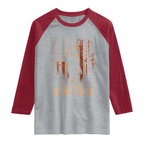 One Badass Bonus Dad Raglan Shirt Vintage Bigfoot Stepdad American Flag TS10 Heather Gray Heather Red Print Your Wear