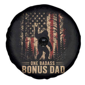 One Badass Bonus Dad Spare Tire Cover Vintage Bigfoot Stepdad American Flag TS10 Print Your Wear