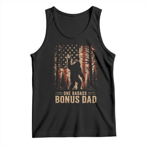One Badass Bonus Dad Tank Top Vintage Bigfoot Stepdad American Flag TS10 Black Print Your Wear