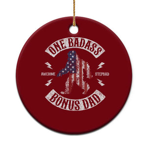 One Badass Bonus Dad Ceramic Ornament Vintage Bigfoot Stepdad Birthday Step Dad US Flag TS10 1pc Red Print Your Wear
