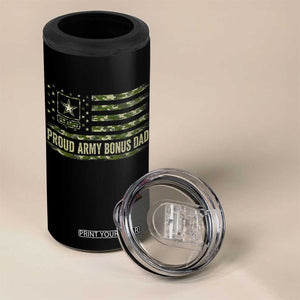 Proud Army Bonus Dad 4 in 1 Can Cooler Tumbler Vintage Stepdad Birthday Step Dad Camo US Flag TS10 Print Your Wear
