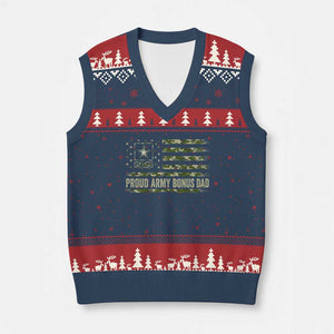 Proud Army Bonus Dad V-Neck Knit Sweater Vest Vintage Stepdad Birthday Step Dad Camo US Flag TS10 Navy Red Print Your Wear