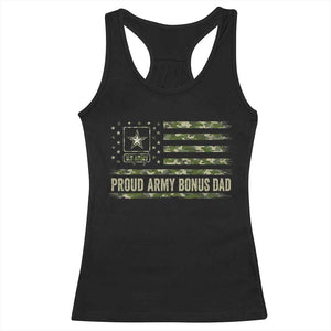 Proud Army Bonus Dad Racerback Tank Top Vintage Stepdad Birthday Step Dad Camo US Flag TS10 Black Print Your Wear