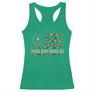 Proud Army Bonus Dad Racerback Tank Top Vintage Stepdad Birthday Step Dad Camo US Flag TS10 Irish Green Print Your Wear