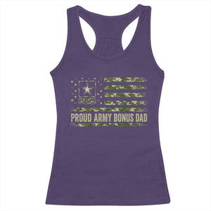Proud Army Bonus Dad Racerback Tank Top Vintage Stepdad Birthday Step Dad Camo US Flag TS10 Purple Print Your Wear
