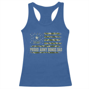Proud Army Bonus Dad Racerback Tank Top Vintage Stepdad Birthday Step Dad Camo US Flag TS10 Royal Blue Print Your Wear