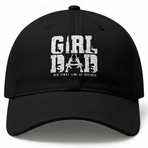 Girl Dad Baseball Cap Vintage Her First Line Of Defense Gun Lovers Fathers Day