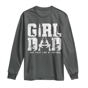 Girl Dad Long Sleeve Shirt Vintage Her First Line Of Defense Gun Lovers Fathers Day