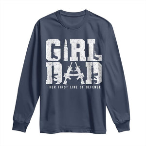 Girl Dad Long Sleeve Shirt Vintage Her First Line Of Defense Gun Lovers Fathers Day